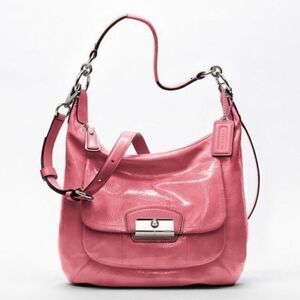 Coach Kristin Patent Leather Hobo Handbag  Rose w/Silver-Tone Hardware